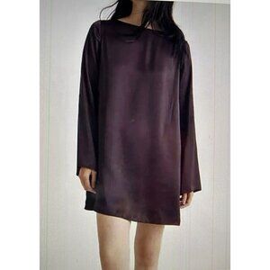 MADEWELL Erika Satin Shift Mini Dress Chocolate Raisin Size XS
